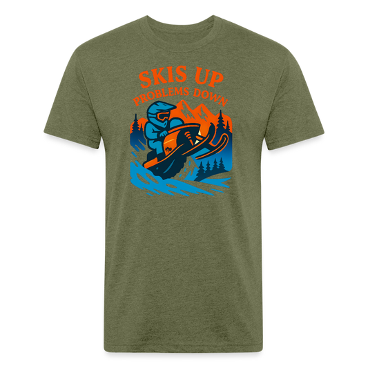 Skis Up Premium T-Shirt - heather military green